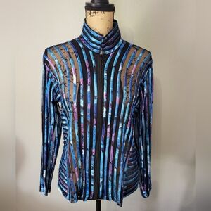 Damee Inc. Striped Multicolor Women's Semi sheer Jacket Effortlessly Chic